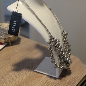 Lydell Multi Strand Silver Beaded Necklace